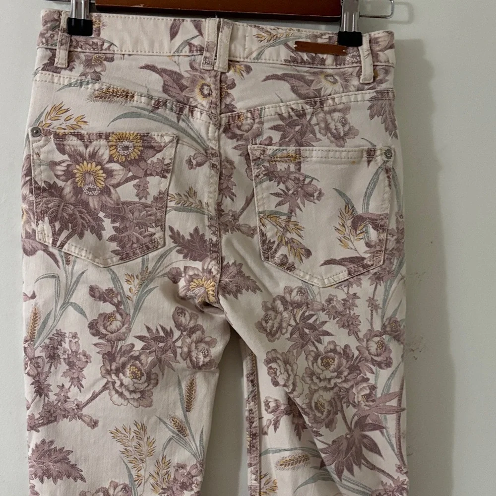 Pilcro and the Letterpress Cream-Pink Floral High Rise Bootcut Flare size 25 - Picture 5 of 11